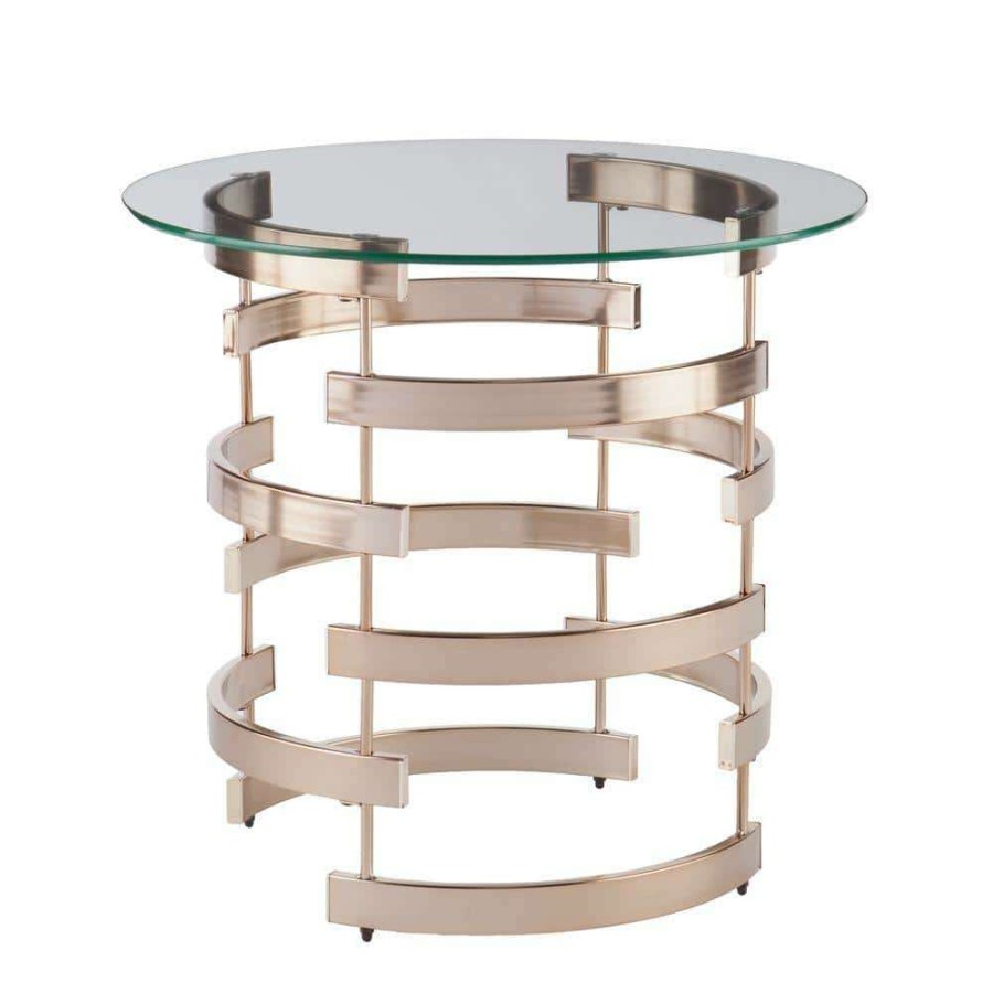 Living Room Furniture * | Raymond Champagne End Table By Southern Enterprises