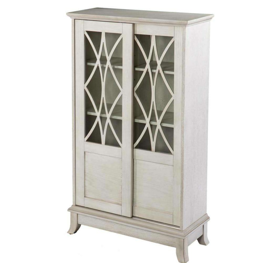 Home Office Furniture * | Bocking White Accent Cabinet With Sliding Door By Southern Enterprises