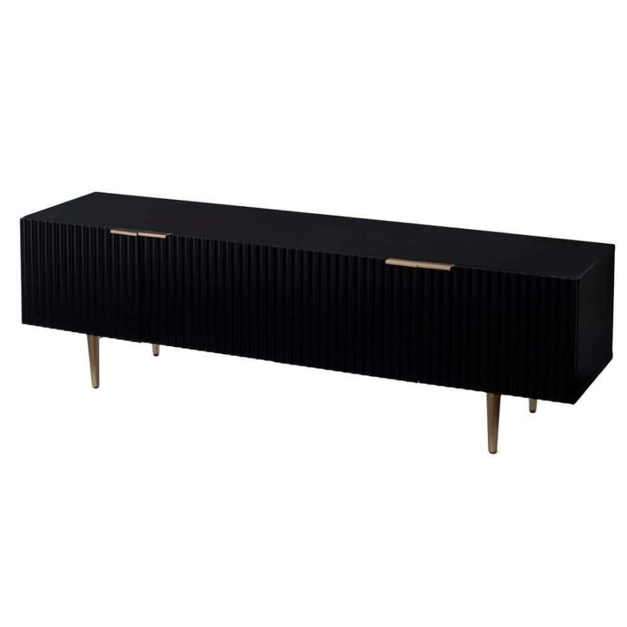 Living Room Furniture * | Pilston Black 4-Door Media Storage By Southern Enterprises