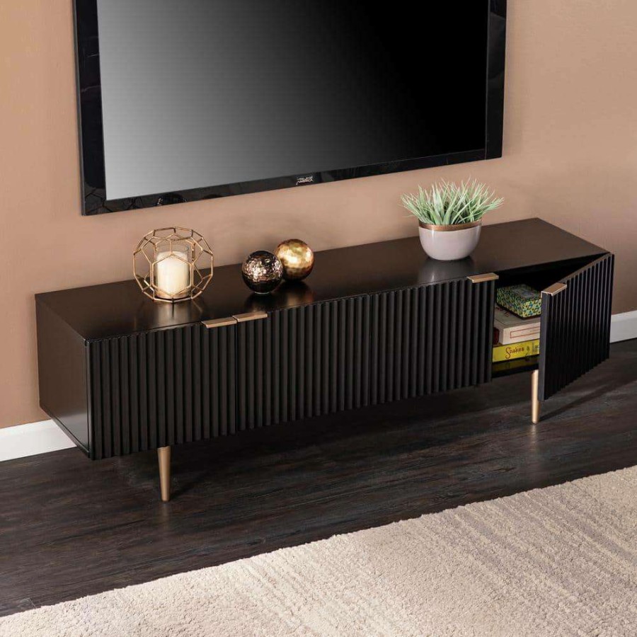 Living Room Furniture * | Pilston Black 4-Door Media Storage By Southern Enterprises