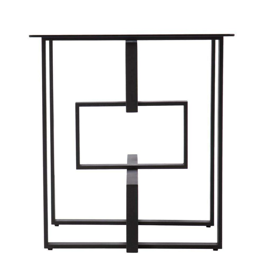 Living Room Furniture * | Cortland 22 In. Black Square Glass End Table By Southern Enterprises