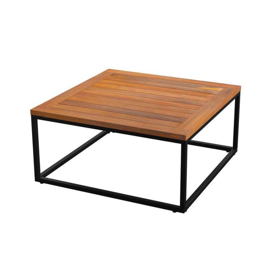 Living Room Furniture * | Taradale 32 In. Natural Black Square Acacia Coffee Table By Southern Enterprises