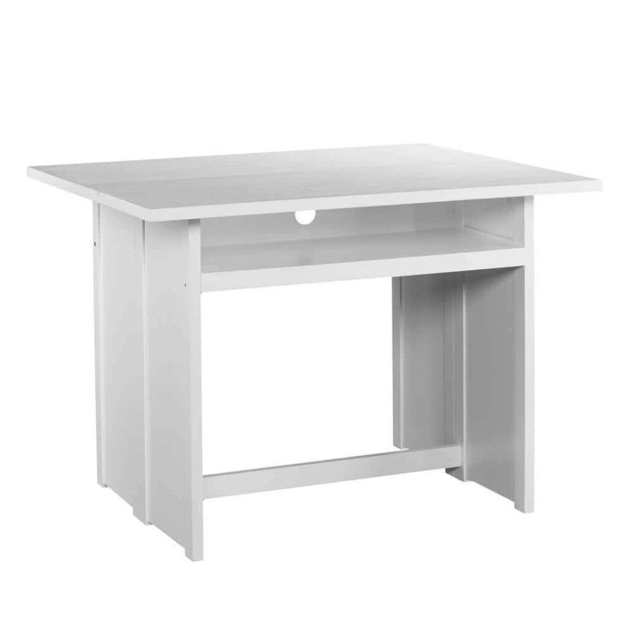 Kitchen & Dining Room Furniture * | Elmor 35.5 In. Rectangle White Mdf Top 2 To 6-Person Convertible Console To Dining Table By Southern Enterprises