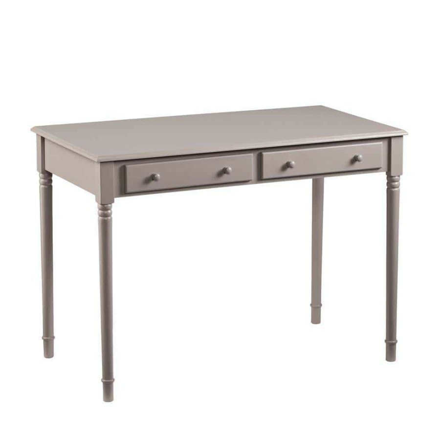 Home Office Furniture * | 42.75 In. Gray Rectangular 2 -Drawer Writing Desk With Turned Legs By Southern Enterprises