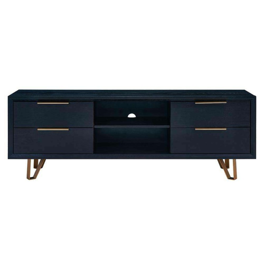 Living Room Furniture * | Mackinac 63 In. Ebony Engineered Wood Tv Stand Fits Tvs Up To 61 In. By Southern Enterprises