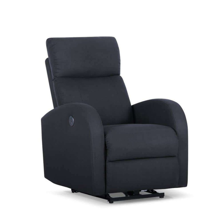 Living Room Furniture * | Dark Gray Fabric Recliner With Power Usb(Set Of 1) By Huluwat