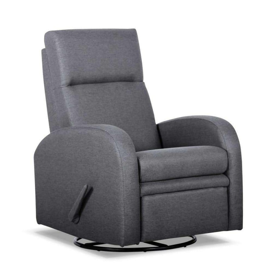 Living Room Furniture * | Gray Fabric Glider Swivel Recliner(Set Of 1) By Huluwat