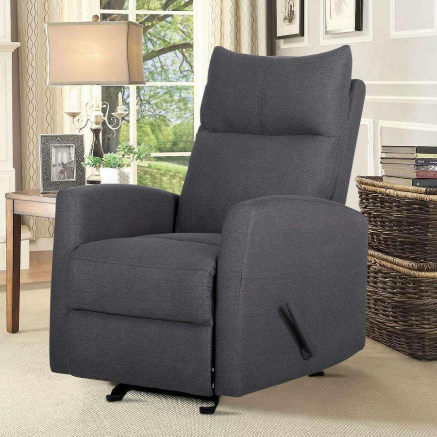 Living Room Furniture * | Gray Fabric Handle Glider Recliner(Set Of 1) By Huluwat