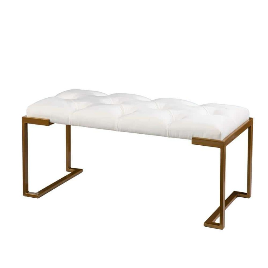 Kitchen & Dining Room Furniture * | Noor White Bench (18.75 In. H X 40.5 In. W X 18.75 In. D) By Southern Enterprises