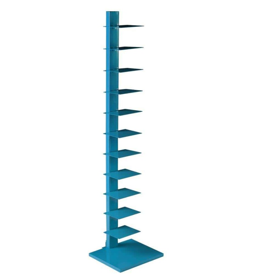 Living Room Furniture * | Corbyn 65.25 In. H X 15.75 In. W Bright Cyan Blue Spine Tower Shelf By Southern Enterprises