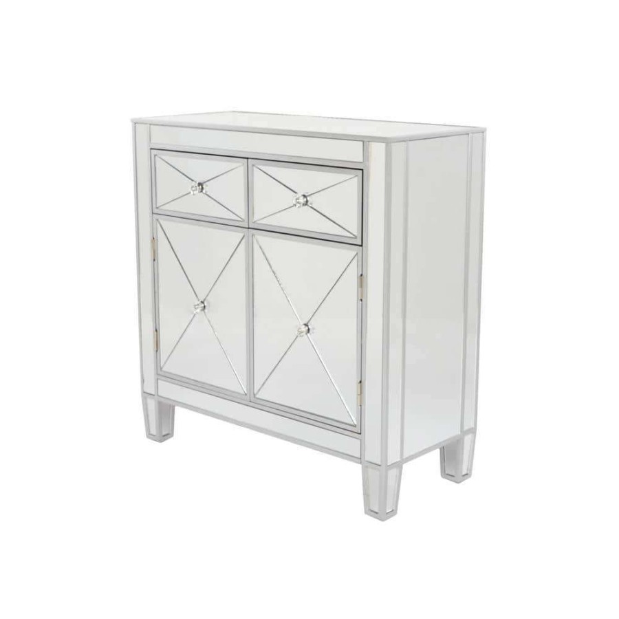 Home Office Furniture * | Vernon Mirrored Storage Accent Cabinet By Southern Enterprises