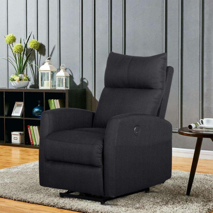 Living Room Furniture * | Dark Gray Fabric Power Usb Recliner(Set Of 1) By Huluwat