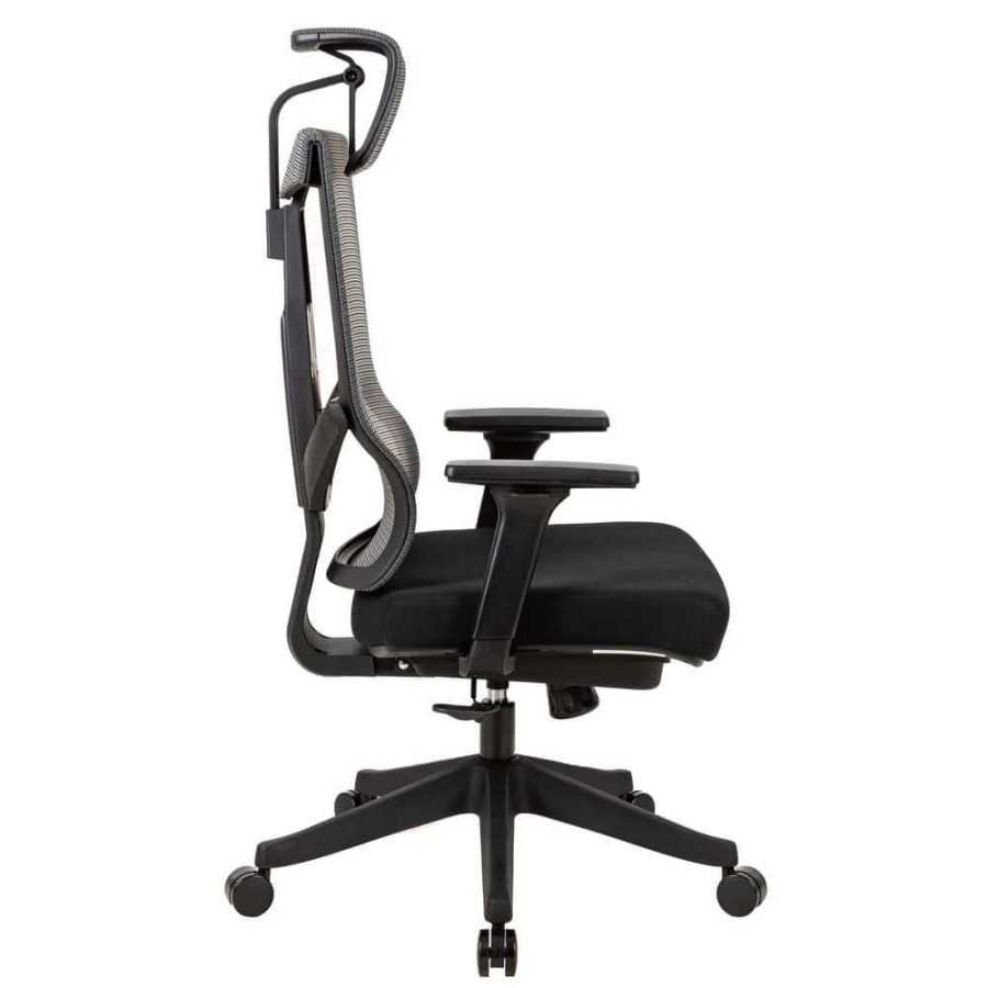 Home Office Furniture * | Black Nylon Mesh Back Height Adjustable Office Chair With Headrest And 2D Armrests By Huluwat