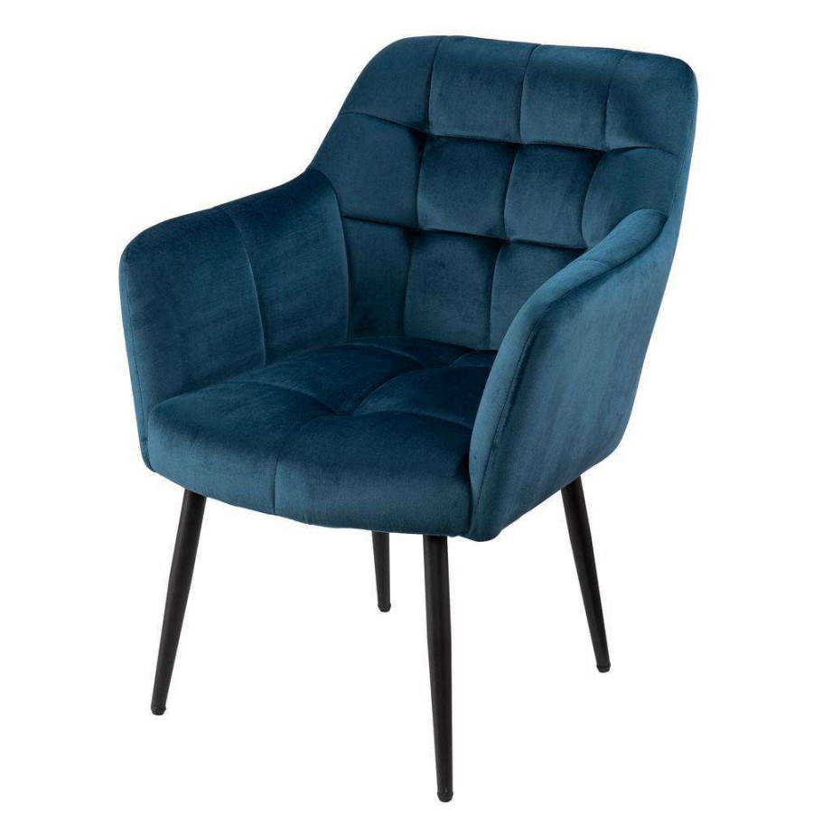 Living Room Furniture * | Taymount Blue Fabric Armchair By Southern Enterprises