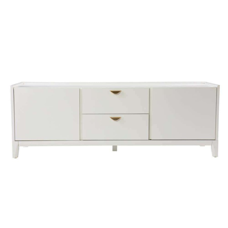 Living Room Furniture * | Crayneland White Storage Media Cabinet By Southern Enterprises