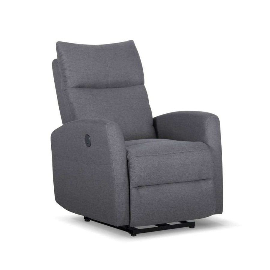 Living Room Furniture * | Light Gray Fabric Power Usb Recliner(Set Of 1) By Huluwat