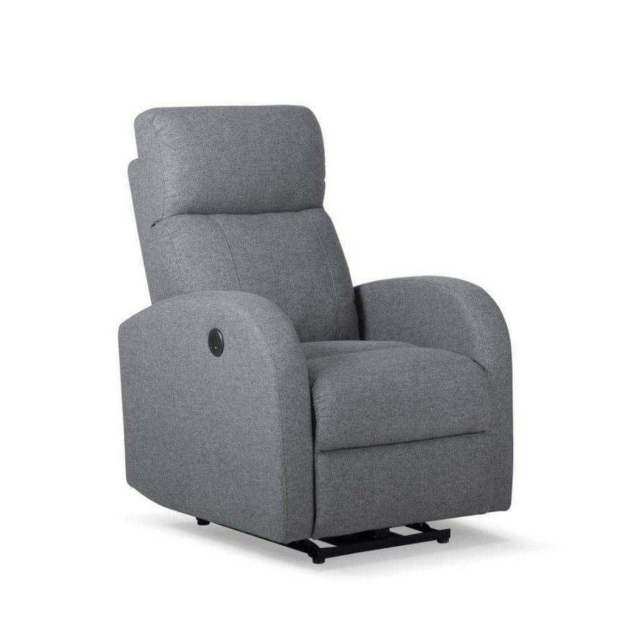 Living Room Furniture * | Gray Fabric Recliner With Power Usb(Set Of 1) By Huluwat