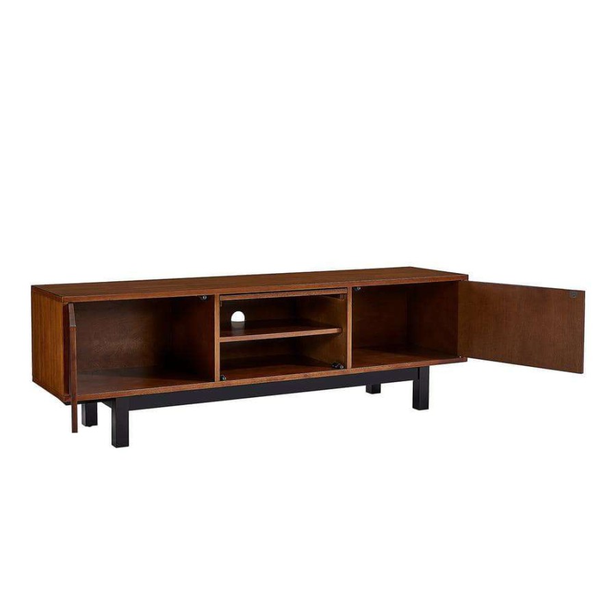 Living Room Furniture * | Hanna 63 In. Dark Tobacco And Black Engineered Wood Tv Stand Fits Tvs Up To 61 In. By Southern Enterprises