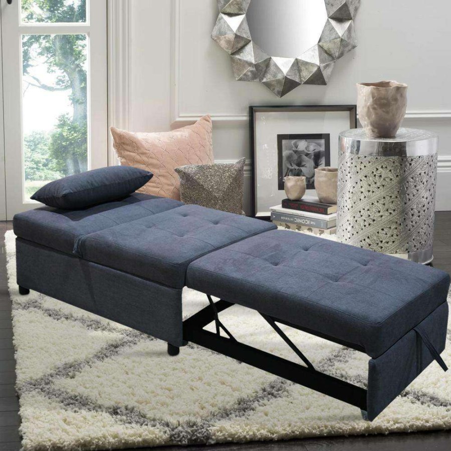 Living Room Furniture * | 26.8 In. Width Dark Gray Velvet Single Size Sofa Bed By Huluwat