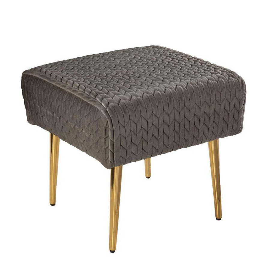 Living Room Furniture * | Milligan Gray Upholstered Ottoman By Southern Enterprises