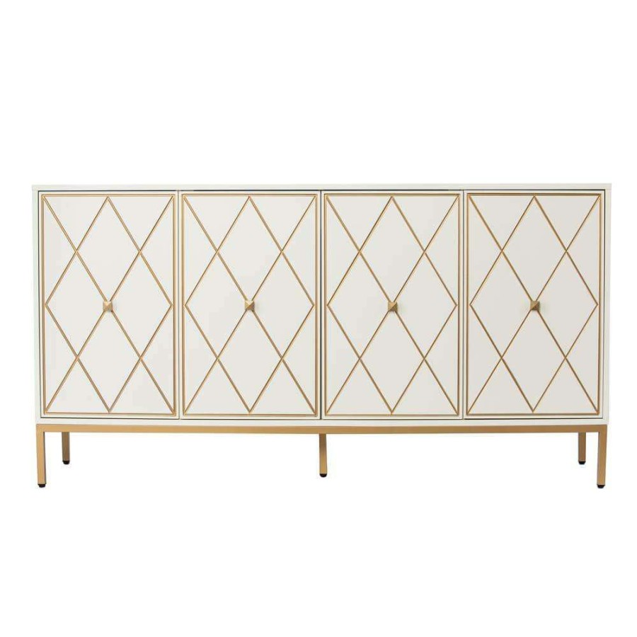 Kitchen & Dining Room Furniture * | Marradi White Sideboard Cabinet With Storage By Southern Enterprises