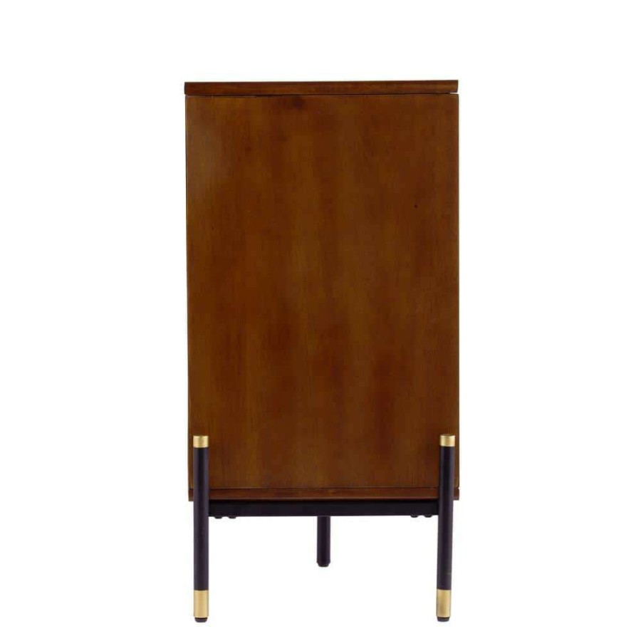 Kitchen & Dining Room Furniture * | Madison Dark Brown And Black Anywhere Cabinet With Gold Accents By Southern Enterprises