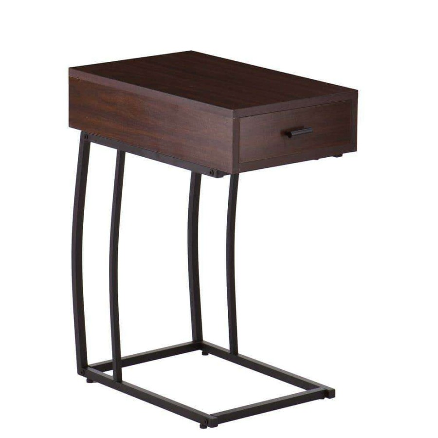 Living Room Furniture * | New Haven Walnut Usb Port Side Table By Southern Enterprises