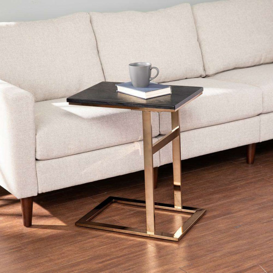 Living Room Furniture * | Messon Black And Champagne Contemporary C-Table By Southern Enterprises