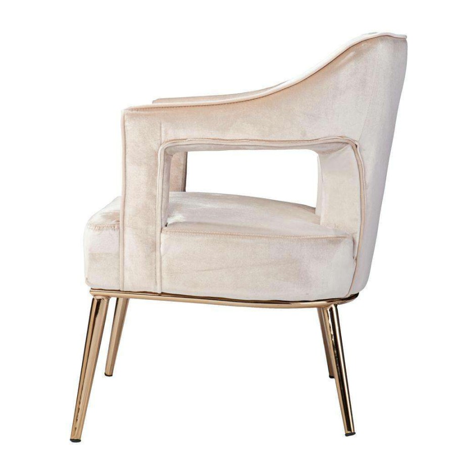 Living Room Furniture * | Reeghan Taupe With Champagne Upholstered Accent Chair By Southern Enterprises