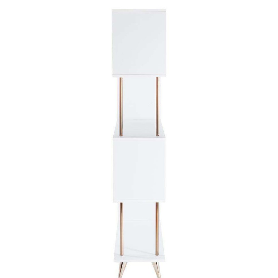 Home Office Furniture * | Ellan White And Champagne Asymmetrical Etagere By Southern Enterprises