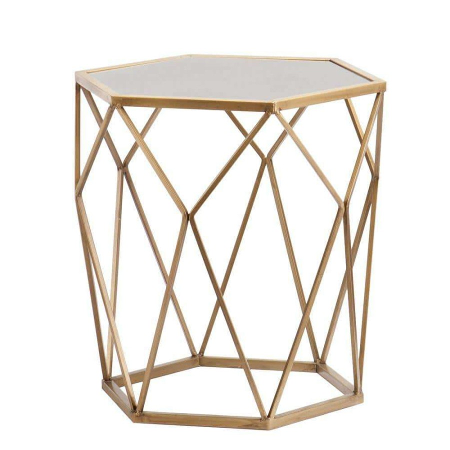 Living Room Furniture * | Alyse Metallic Gold End Table By Southern Enterprises