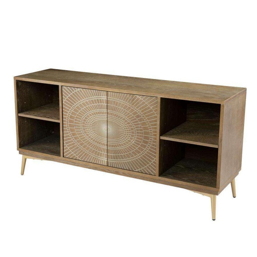 Living Room Furniture * | Carlton 56 In. Whitewashed Wood Tv Stand Fits Tv'S Up To 54 In. By Southern Enterprises