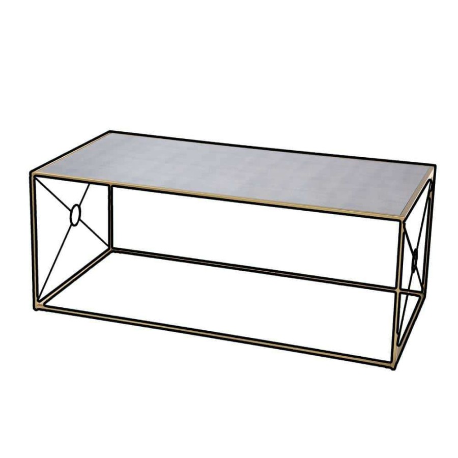 Living Room Furniture * | Lillian 24 In. Gold Rectangle Glass Coffee Table By Southern Enterprises