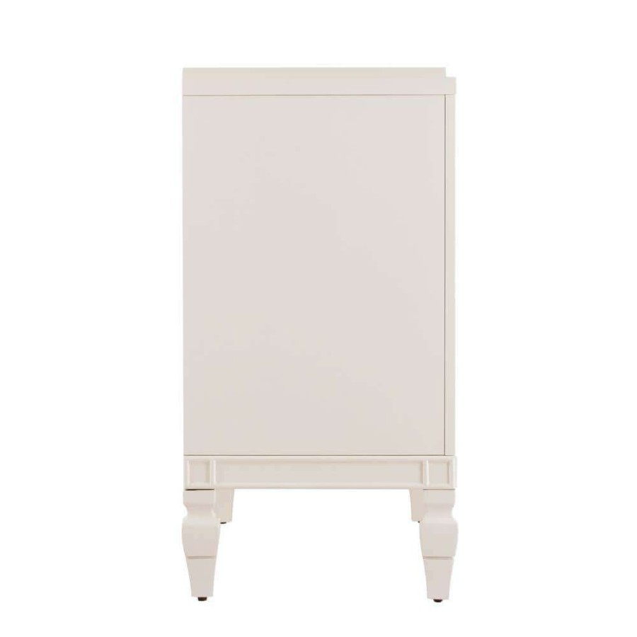 Home Office Furniture * | Shanera Antique White Low-Profile Accent Cabinet By Southern Enterprises