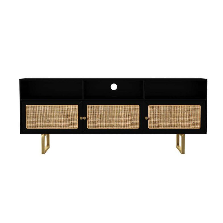 Living Room Furniture * | Mursley Black Two Tone Media Cabinet By Southern Enterprises