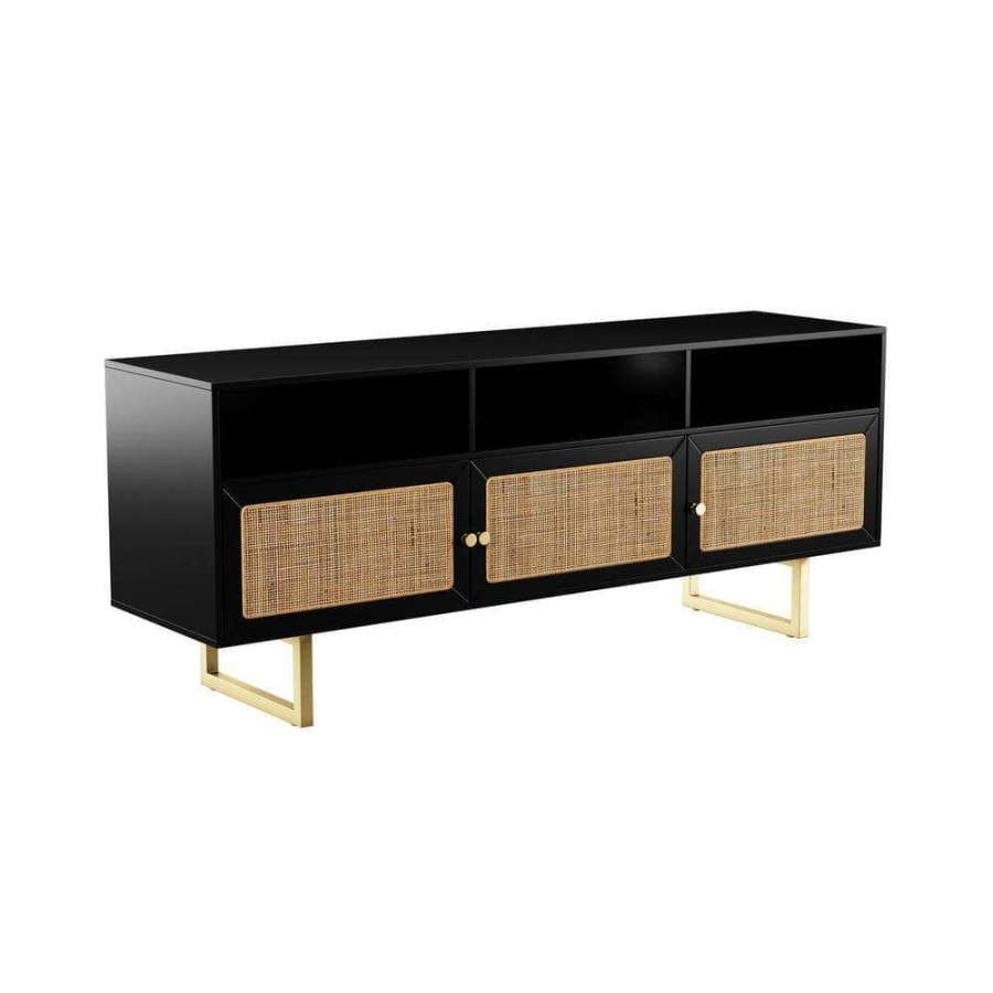 Living Room Furniture * | Mursley Black Two Tone Media Cabinet By Southern Enterprises