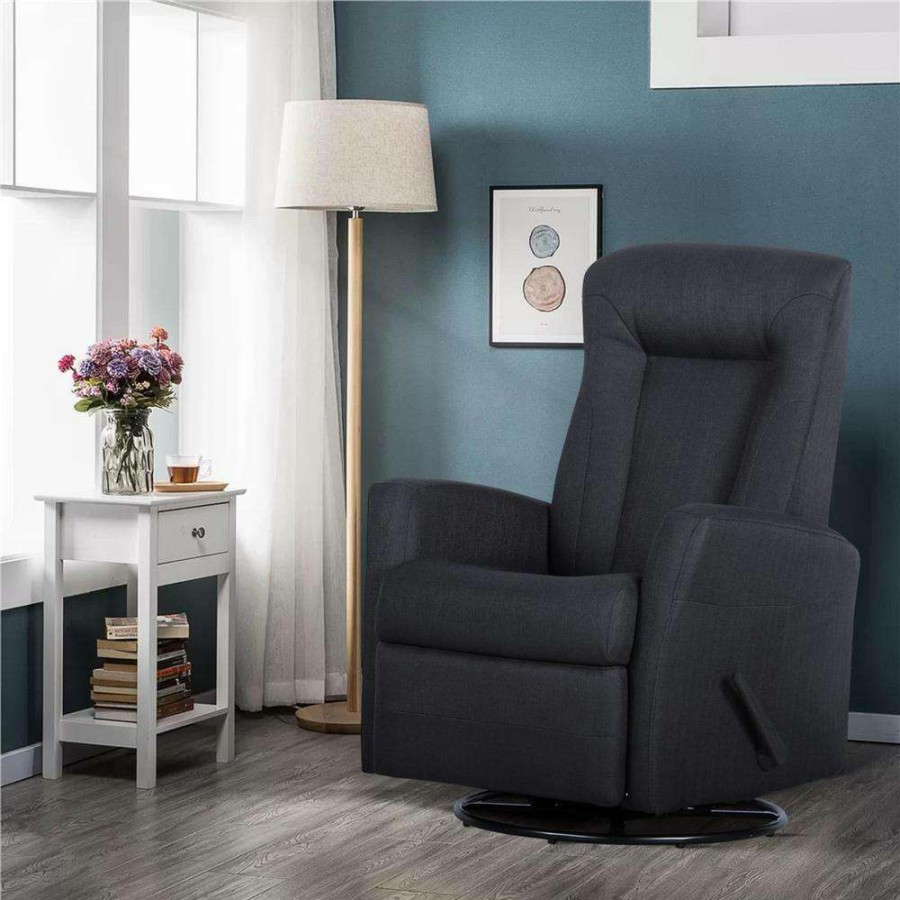 Living Room Furniture * | Gray Fabric Glider Swivel Recliner(Set Of 1) By Huluwat