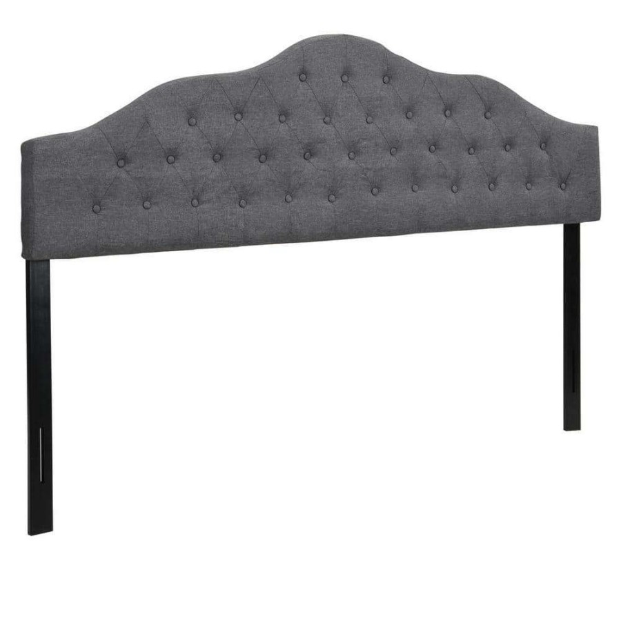 Bedroom Furniture * | Grey Linen Adjustable Upholstered Headboards For King Size Bed By Huluwat