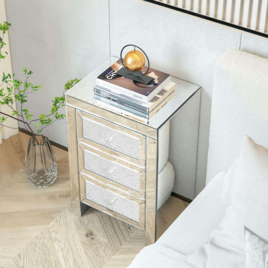 Bedroom Furniture * | 3-Drawer Silvery Nightstand (26 In. X 13.7 In. X 17.7 In.) By Huluwat