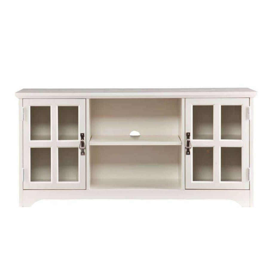 Living Room Furniture * | Parnell White Storage Entertainment Center By Southern Enterprises