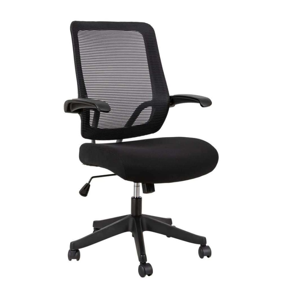 Home Office Furniture * | Black Nylon Mesh Office Chair With Flip-Up Armrests By Huluwat