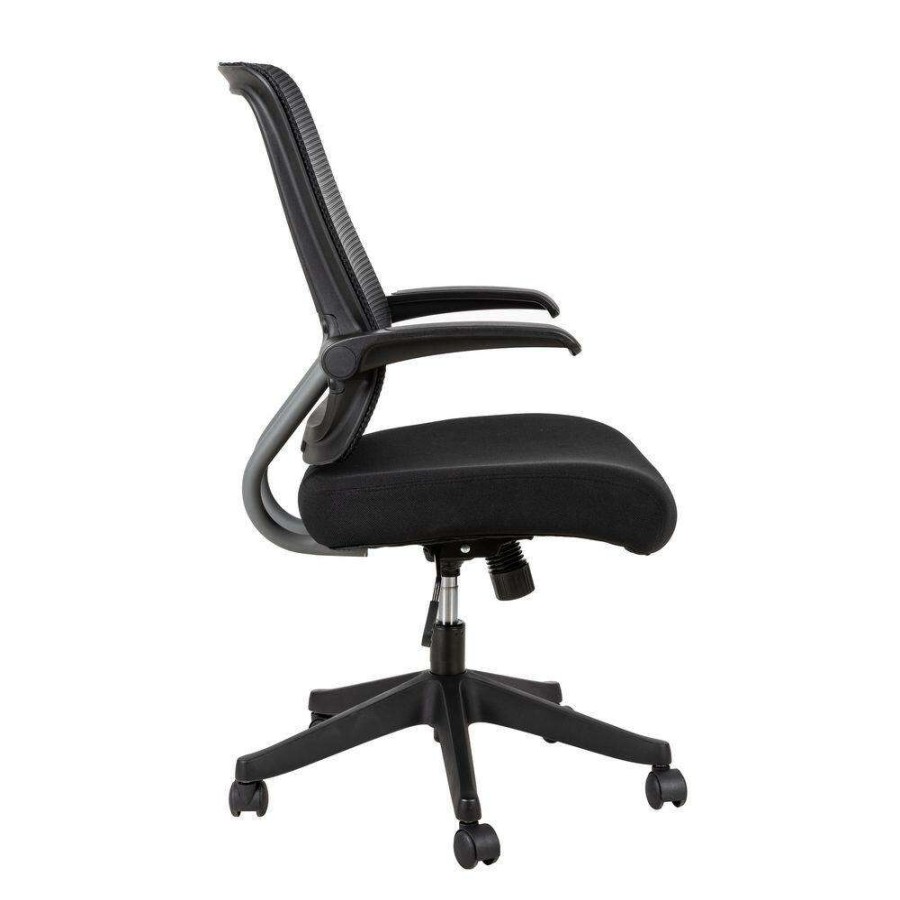 Home Office Furniture * | Black Nylon Mesh Office Chair With Flip-Up Armrests By Huluwat