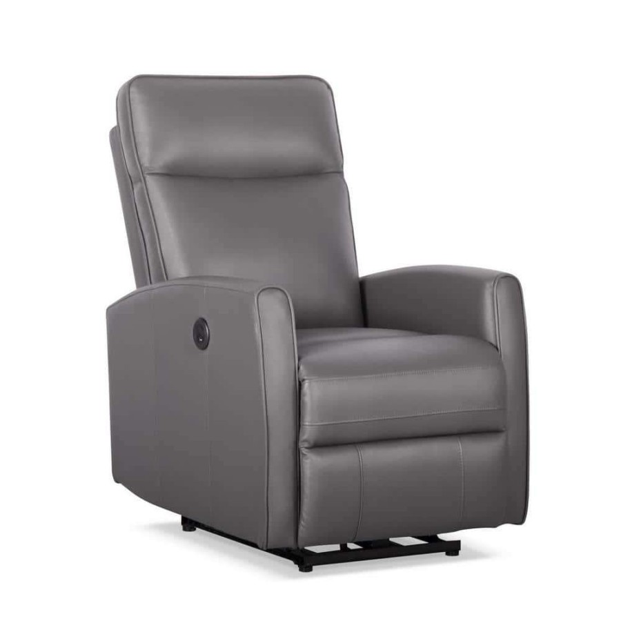 Living Room Furniture * | Gray Leather Recliner With Power Usb(Set Of 1) By Huluwat